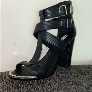 Karl Lagerfeld Paris Laveda Black Leather Heels